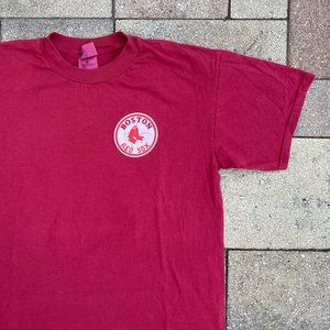 BOSTON RED SOX Team Logo Red Cotton T Shirt Size Medium